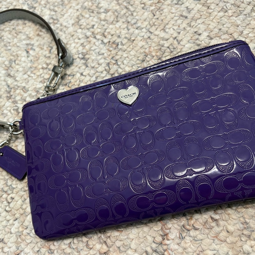 Coach Patent Leather Purple Wristlet
